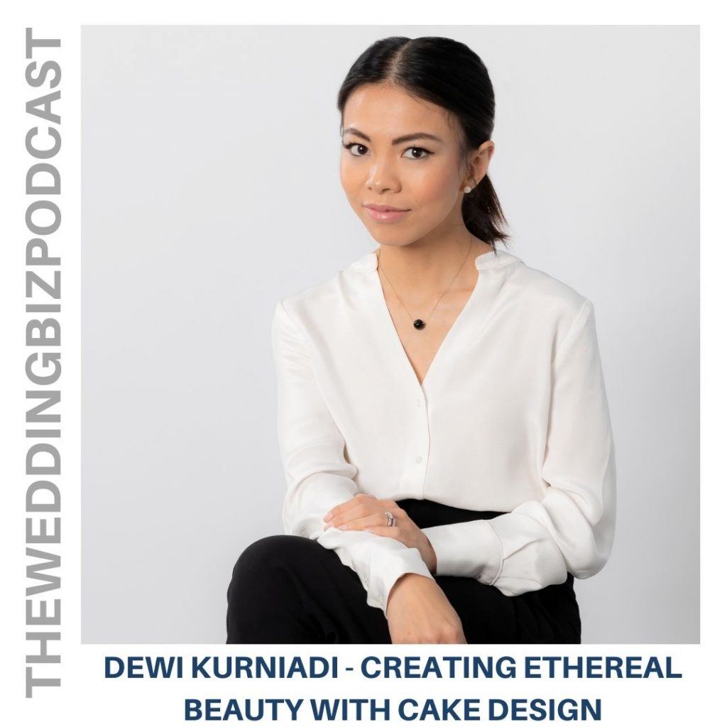 “I believe this job is the practice of love.” Listen as Andy and his guest, Dewi Kurniadi, have a truly inspirational conversation about creating and running her business, her personal journey before making the leap into being an entrepreneur, what it took to make a major geographical move, dealing with immense challenges, and forging her own path, plus much more on this episode of The Wedding Biz.

Dewi is the Founder of Sweet Bloom Cakes, an extremely popular and successful Sydney-based boutique studio offering custom-designed handcrafted cakes, confections, and personalized event experiences. 

Listen as Dewi shares where she gets the inspiration for her cake designs and when she knew it was time to go full time with Sweet Bloom Cakes. She talks about rebelling against her parents and what they wanted her to do versus following her dreams.

Dewi discusses her process and how she learned to build a team that could support her and help grow her business. She shares a story about when a client wanted her to design a cake with doves in it for her grandfather and other challenges she has had to face and overcome.

Dewi also shares some tips and advice for any cake designers who want to take their businesses to the next level and how she balances the business and creative sides of her company. When she needs to recharge, Dewi likes to window shop for inspiration and find new textures to use on her cake designs.

Have you heard about the brand new show on The Wedding Biz Network, Stop and Smell the Roses with Preston Bailey? Listen as Preston shares the secrets, tools, and technologies behind his extraordinary ability to create a theatrical environment out of any space. Also, don’t forget about Sean Low’s podcast The Business of Being Creative, where Sean discusses the power of being niched, pricing strategies, metrics of success, and so much more. You can find both shows on The Wedding Biz Network.